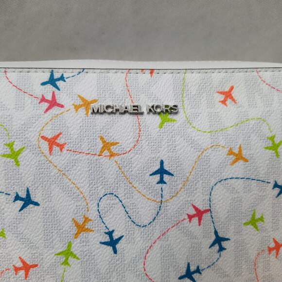 Michael Kors Jet Set Multicolor Leather Airplane Printed Crossbody Bag - NWT - Picture 4 of 14